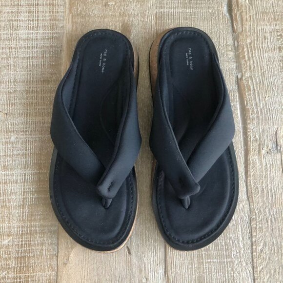RAG & BONE Parque black recycled neoprene flip flops Size 38 - Picture 2 of 6